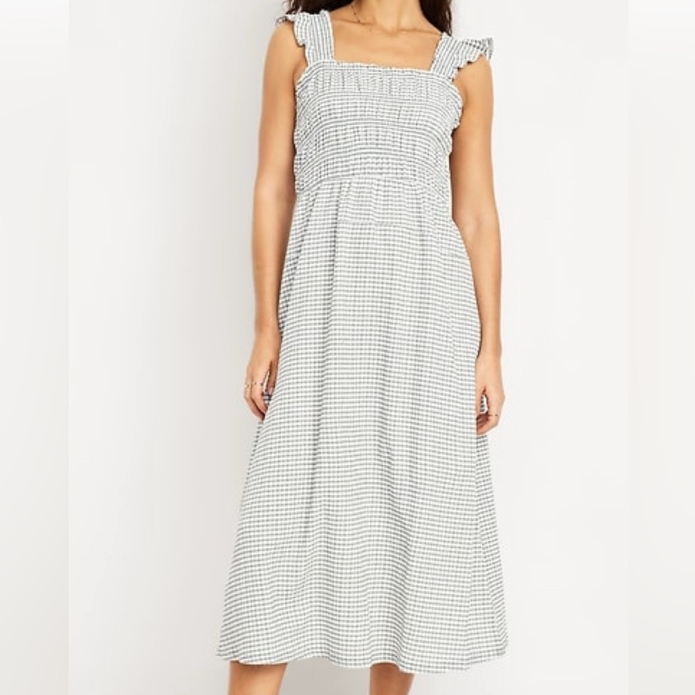 Sage Green and White Gingham Dress